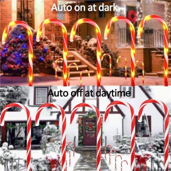 24 Pack Waterproof Solar Christmas Candy Cane Lights, Stake Lights with 8 Modes - Picture 3 of 7